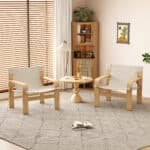 Ultimate White Linen Lounge Chair - Elegant, Comfortable, and Durable Mid-Century Accent Seating