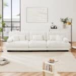 Chenille Modular Sectional Sofa with Round Bolster Armrests - White - Image 3