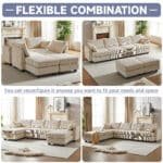 Corduroy U-Shaped Modular Sofa with Storage Ottoman and Convertible Sleeper - Gray - Image 6