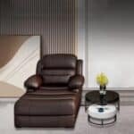 Genuine Leather Modern Recliner Sofa with Remote Control - White - Image 6