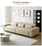 Premium Fabric Rectangular Sectional Sofa with Cushion Back - Gray - Image 3