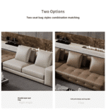 ⁦Premium Genuine Leather Modular Corner Sectional Sofa with Stainless Steel Legs - Black⁩ - الصورة ⁦7⁩