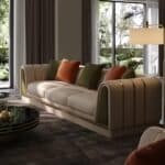 Luxury White-Gold L-Shaped Sectional Sofa with Customizable Fabric - Modern Minimalist