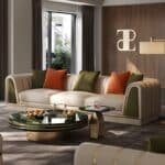 Luxury White-Gold L-Shaped Sectional Sofa with Customizable Fabric - Modern Minimalist - Image 2