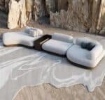 Premium Fabric Armless Backless Sectional Sofa Set - Elegant Grey