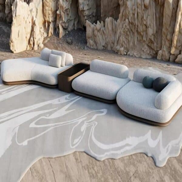 Premium Fabric Armless Backless Sectional Sofa Set - Elegant Grey