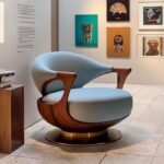 Solid Wood Lounge Chair with Genuine Leather Upholstery - Walnut - Image 5