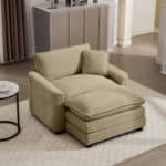 Ultimate Tan Corduroy Lounge Chair - Stylish, Comfortable, and Ergonomic for Your Home