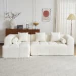 Chenille Fabric Modular Sectional Sofa with Deep Seating and Two Side Pockets - Beige - Image 10