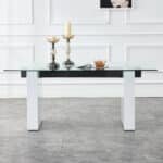 Mid-Century Rectangular Dining Table with Patterned Top - Natural Wood - Image 2