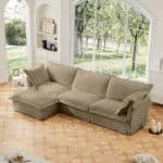 Ultimate Camel Corduroy L-Shaped Sofa – Luxurious Comfort & Stylish Design