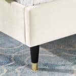 Beige Velvet Wingback Platform Bed with Padded Headboard - King - Image 3