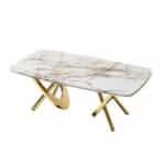 Gold Stainless Steel Coffee Table with Marble Pattern - Living Room & Office - Image 4