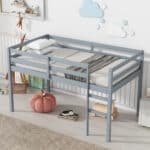 Grey Rubber Wooden Loft Bed - Space-Saving Twin Bed with Durable Strengthened Slats - Image 5