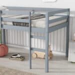 Grey Rubber Wooden Loft Bed - Space-Saving Twin Bed with Durable Strengthened Slats - Image 4
