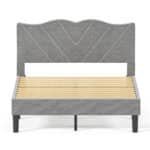 Upholstered Platform Bed Frame with Heavy-Duty Support - Grey - Image 10