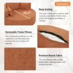 ⁦Chenille Round Accent Chair with 360° Swivel Base and 3 Removable Pillows - Orange Red⁩ - الصورة ⁦5⁩