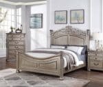 Antique Silver Traditional Bed Frame with Crafted Design - California King - Image 3