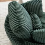 Plush Corduroy Round Barrel Accent Chair with 360° Swivel and 4 Pillows - Green - Image 9