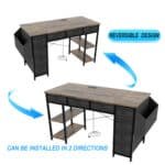 Rustic Brown Writing Desk with Hidden Power Outlet and 7 Fabric Drawers - Image 4
