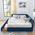 Luxurious Dark Blue Velvet Bed Frame with Storage & Tufted Design - Image 2