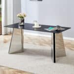 Black Marble-Patterned Slab Dining Table with Golden Stainless Steel Butterfly Legs - Rectangular - Image 2