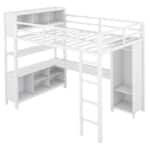 Ultimate White Metal Loft Bed with Desk & Storage – Stylish, Heavy Duty & Space-Saving for Kids & Adults - Image 7