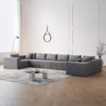 ⁦Corduroy L-Shaped Modular Sofa Set with Minimalist Design - Beige⁩ - الصورة ⁦54⁩