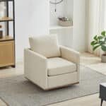 Wavy Chenille Square Swivel Accent Chair with 360-Degree Rotation - Beige - Image 2
