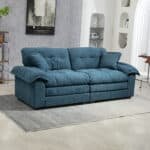 Chenille Loveseat with Memory Foam Cushions and 2 Throw Pillows - Blue