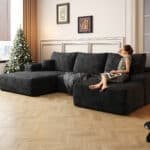 Plush Corduroy U-Shape Sectional Sofa with No Assembly Required - Modern Minimalist Design - Image 4