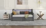 Gray Linen Daybed with Storage & Charging Station – Modern Twin Size Comfort - Image 11