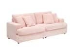Corduroy 3-Seater Sofa with 4 Throw Pillows - Pink - Image 7