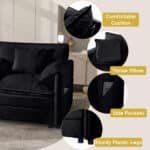 Black Chenille Cloud Loveseat – Ultra-Comfort Modern 2-Seater - Image 4
