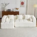 Chenille Fabric Modular Sectional Sofa with Deep Seating and Two Side Pockets - Beige - Image 8