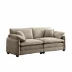 Tan Corduroy 2-Seater Sofa with 4 Pillows - Deep Seating - Image 6