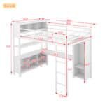 Ultimate White Metal Loft Bed with Desk & Storage – Stylish, Heavy Duty & Space-Saving for Kids & Adults - Image 4