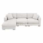 Chenille L-Shaped Sectional Sofa with Oversized Chaise and 2 Pillows - Gray - Image 10