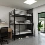 Black Metal Triple Bunk Bed with Disassembly Feature - Space-Saving Design - Image 4
