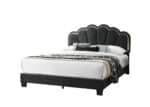 Wool Fabric Platform Bed with LED Headboard - Elegant Floral Design - Image 2