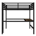 Metal Queen Loft Bed with Desk and LED Light - Black - Image 12