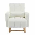 Teddy Velvet Rocking Chair with Pillow - Cream White - Image 10