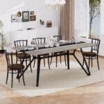 Gray MDF Rectangular Dining Table with Adjustable Legs - Seats 8