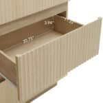 Fluted Modern Double Dresser with LED Lighting and Drawer Organizer - Natural with Marble Pattern - Image 5