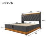 Gray Linen LED Storage Bed – Modern Queen Bed with Surround Lighting & USB Charging - Image 3