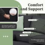 Polyester L-Shaped Modular Sofa Set with Removable Ottoman and 3 Pillows - Black - Image 6