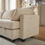 Corduroy U-Shaped Modular Sofa with Storage Ottoman and Convertible Sleeper - Gray - Image 3