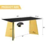 Black Marble-Patterned Rectangular Dining Table with Golden Stainless Steel Butterfly Legs - Image 4