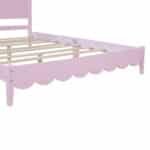 Wood Platform Bed with Rectangular Headboard - Retro Style - Pink - Image 10