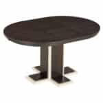 ⁦Solid Wood Oval Extendable Dining Table with Double Layer Design - Espresso⁩ - الصورة ⁦8⁩